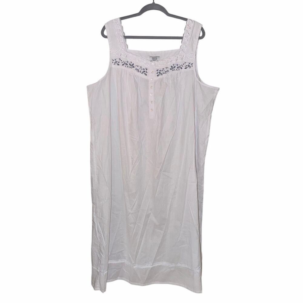 Celestial dreams white long cotton night gown granny cottagecore plus size 3X